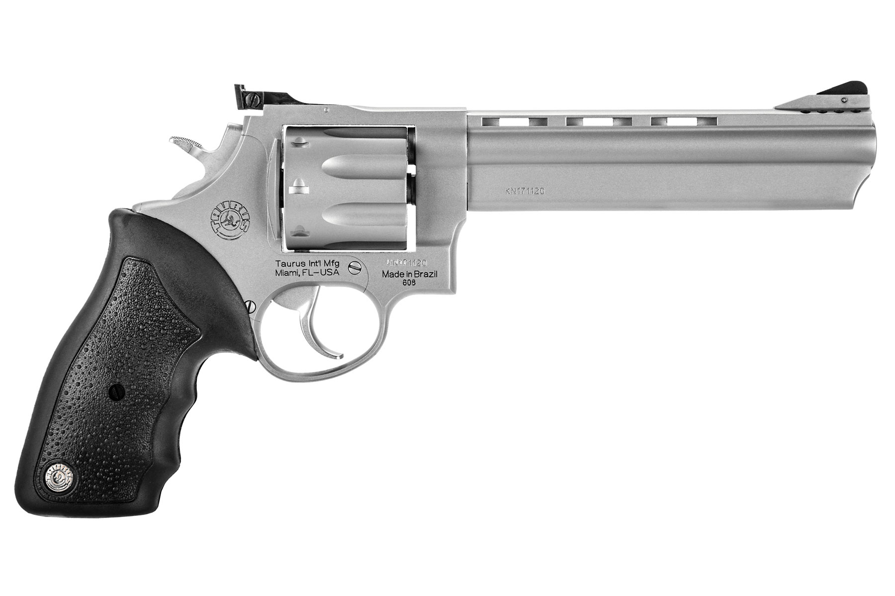 Taurus 608 357 Mag / 38 Spl +P Matte Stainless 6.50 in. Soft Rubber