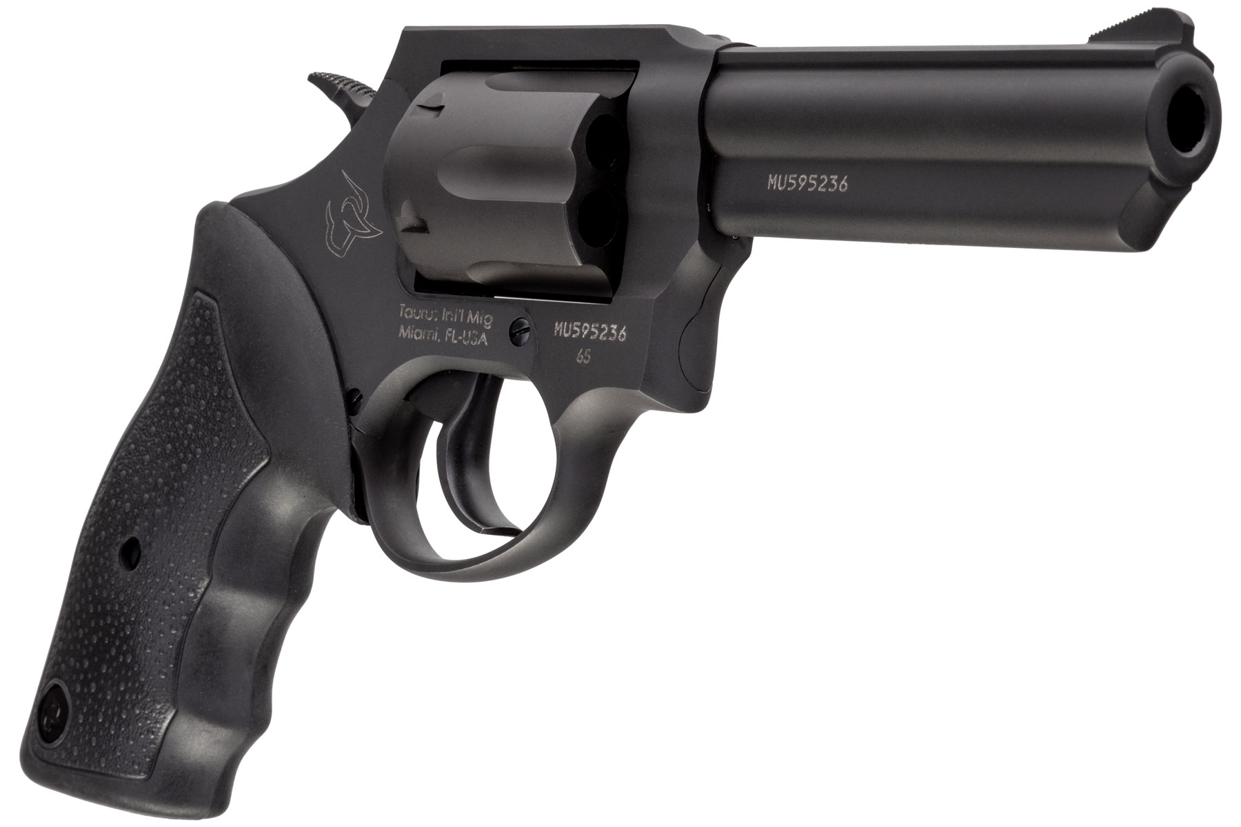 Taurus 65 357 Mag / 38 Spl +P Matte Black Oxide 4.00 in. Soft Rubber