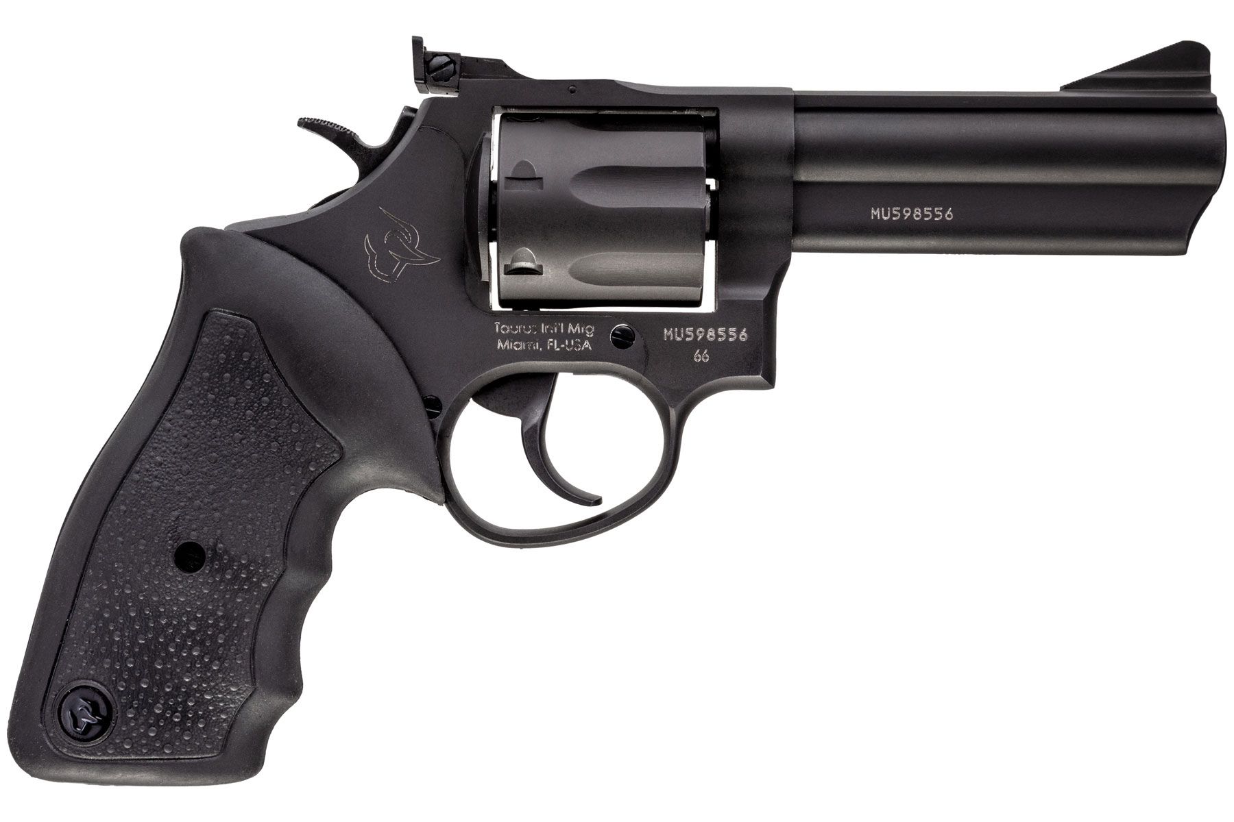 Taurus 66 357 Mag / 38 Spl +P Matte Black Oxide 4.00 in. Soft Rubber