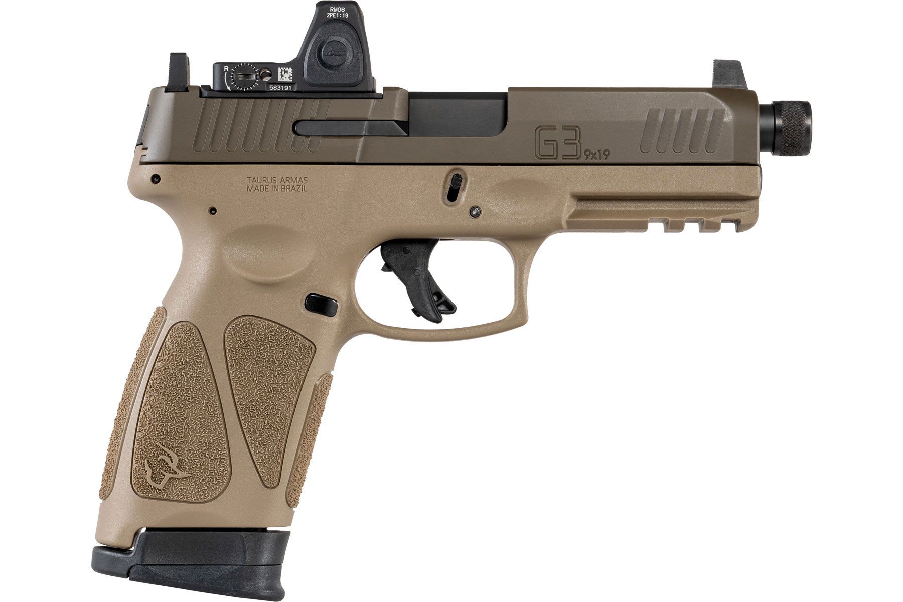 Taurus G3 Tactical T.O.R.O. Cerakote Patriot Brown Tan 9mm Luger Full Size 17 Rds. Tall Co-Witness Sights
