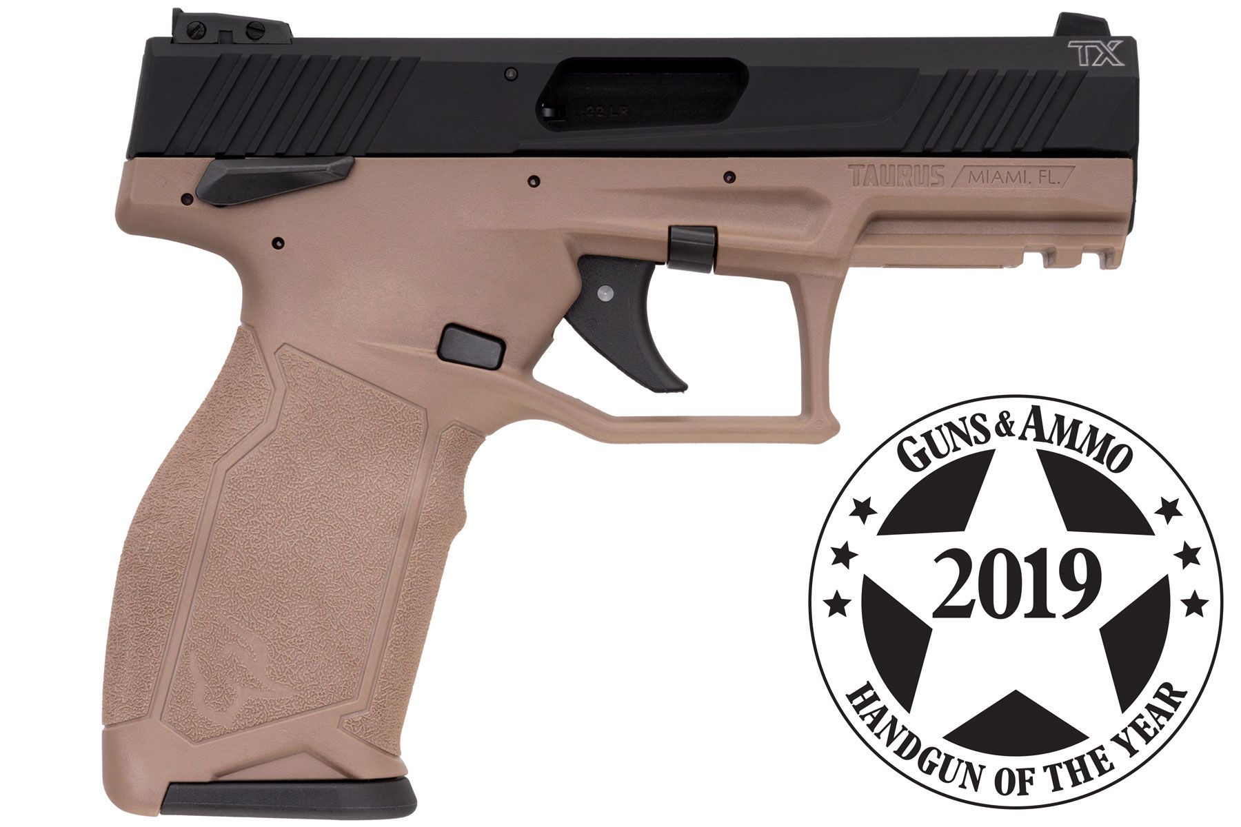 TaurusTX 22 Hard Anodized Black 22 LR FDE Polymer Frame 16-Round With Manual Safety