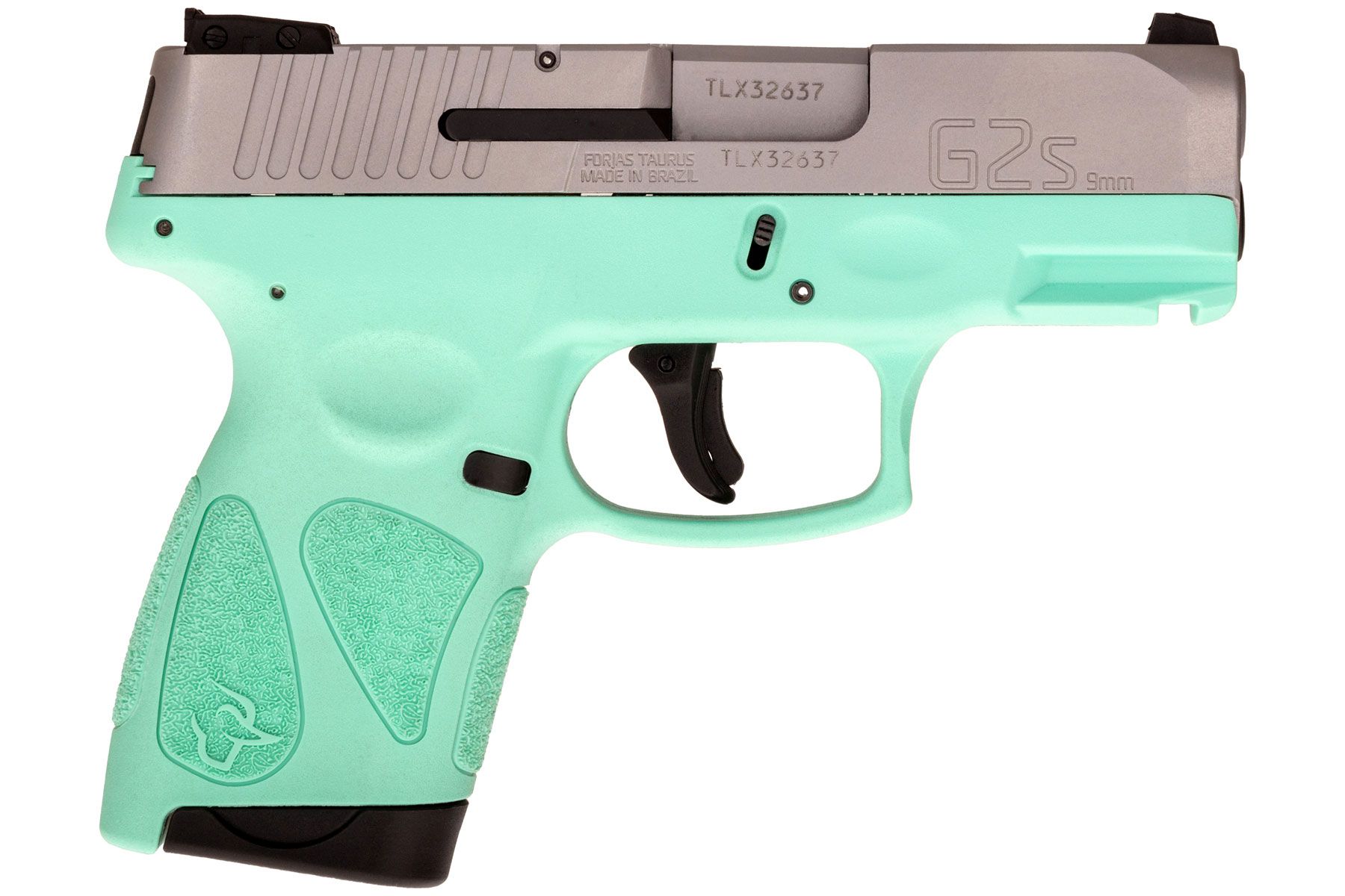 Matte Stainless / Cyan 9mm Luger Compact 7 Rds.