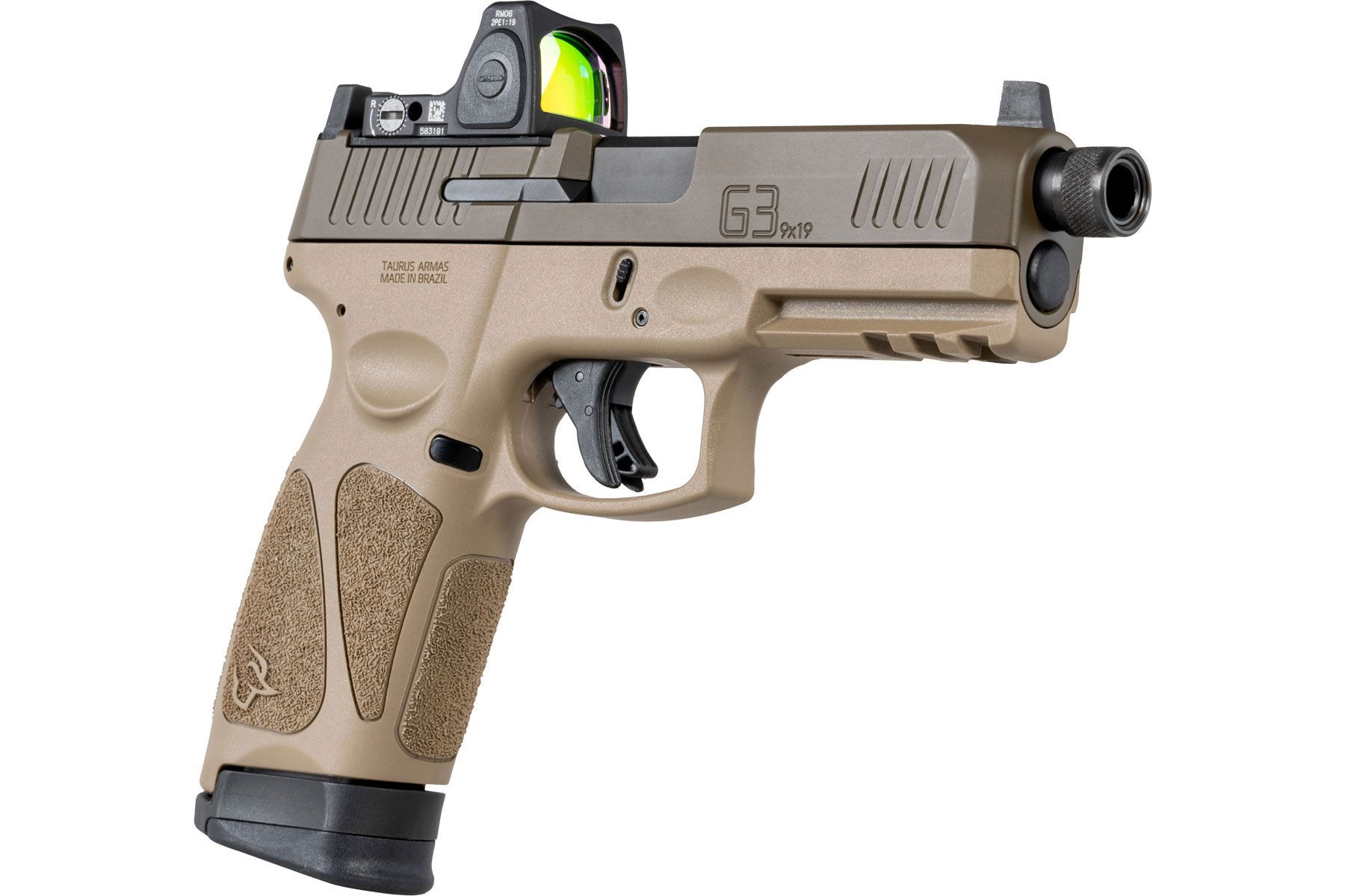 Taurus G3 Tactical T.O.R.O. Cerakote Patriot Brown Tan 9mm Luger Full Size 17 Rds. Tall Co-Witness Sights