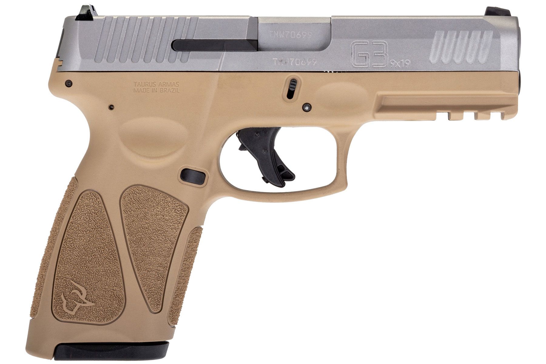 Taurus G3 Matte Stainless / Tan 9mm Luger Full Size 15 Rds. Steel Sights