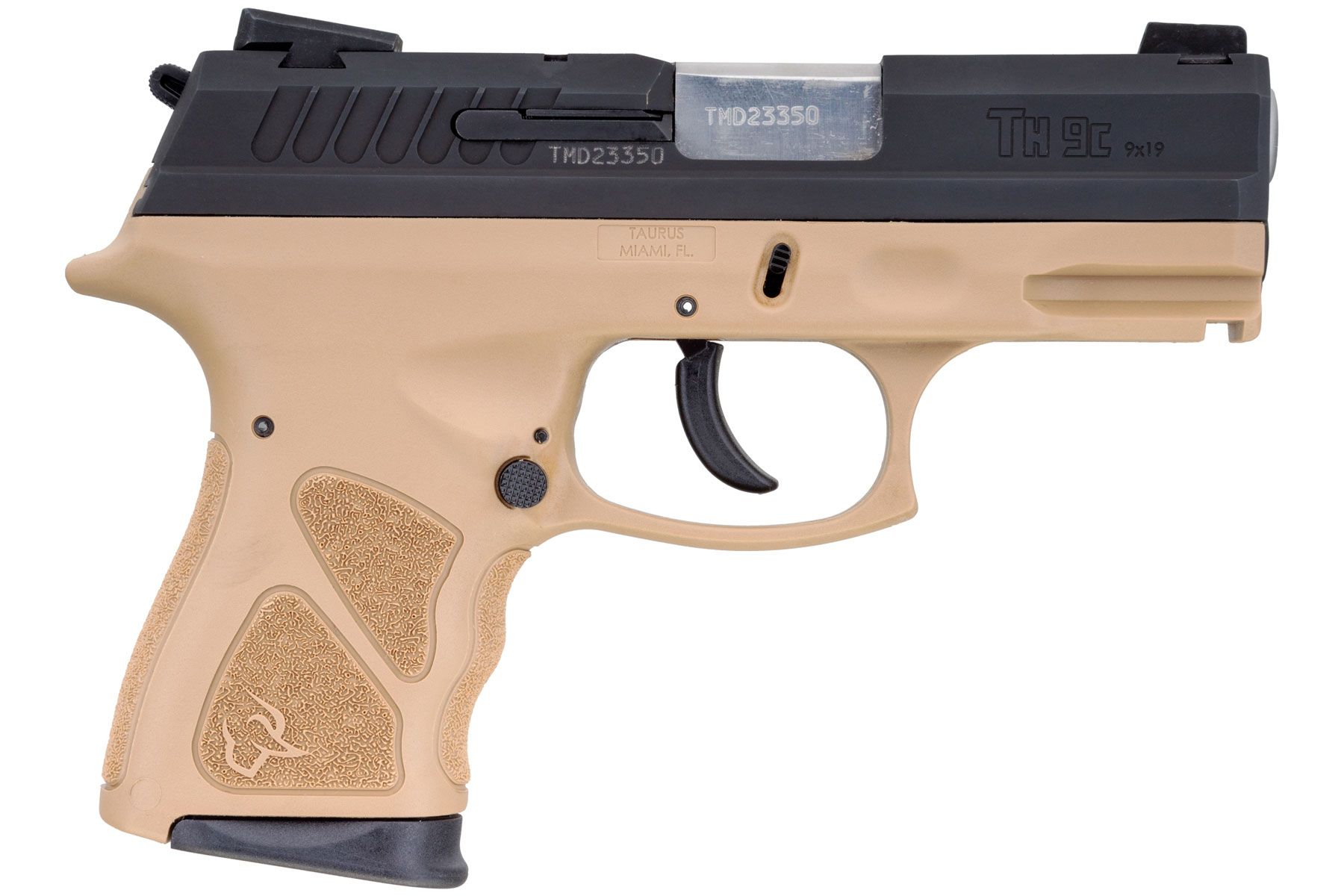 Matte Black / Tan 9mm Luger Compact 17 Rds.