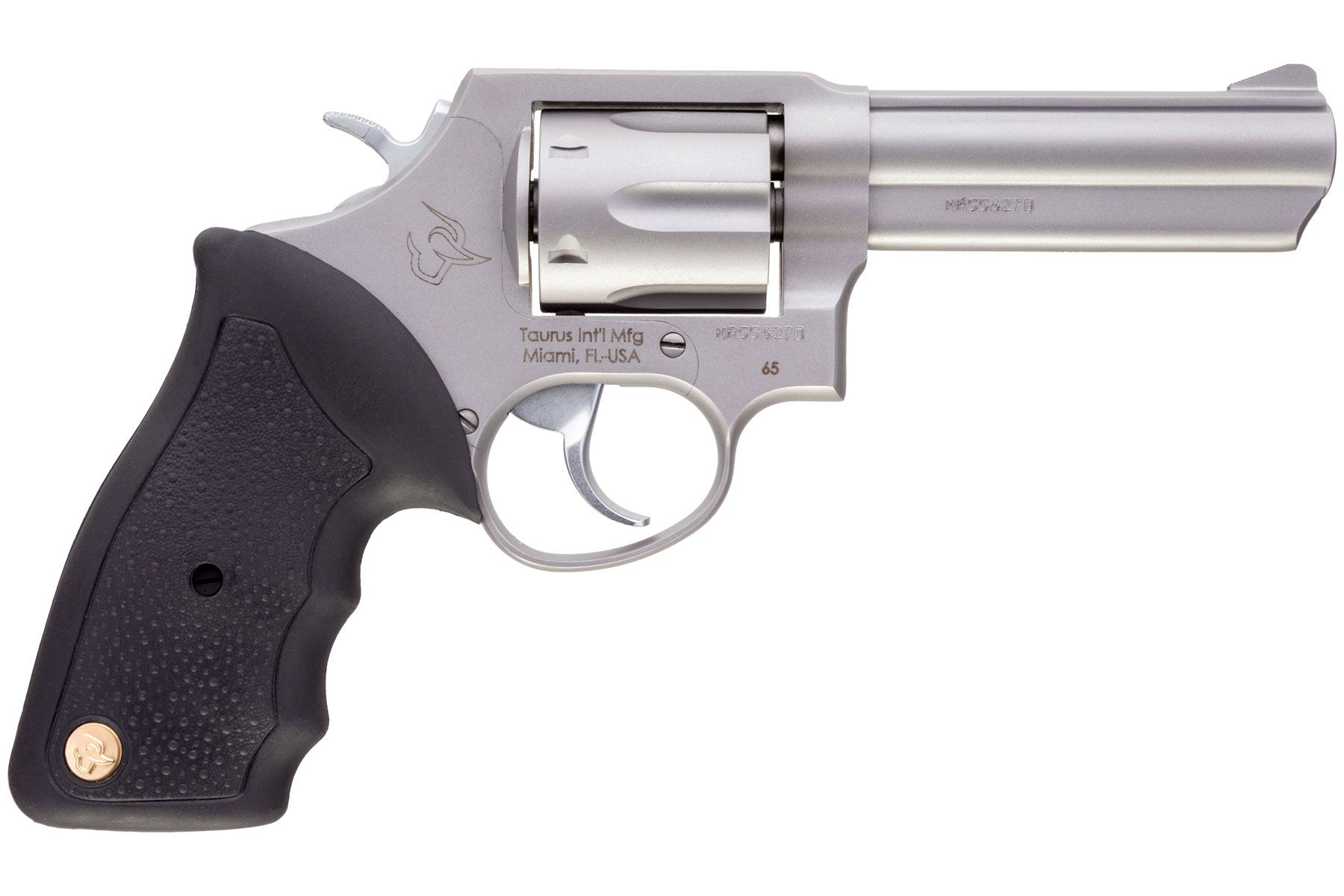 Taurus 65 357 Mag / 38 Spl +P Matte Stainless 4.00 in. Soft Rubber