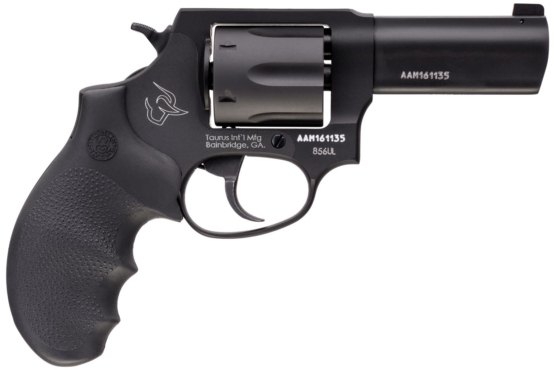 Taurus Defender 856 38 Spl +P Hard Anodize Black Ultra-Lite 3.00 in. Hogue Rubber