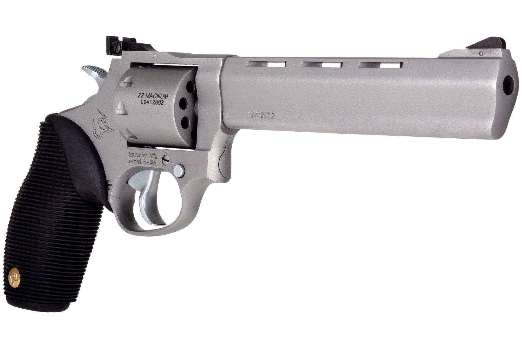 Taurus Tracker 992 22 LR / 22 WMR Matte Stainless 6.50 in. Ribber Grip®