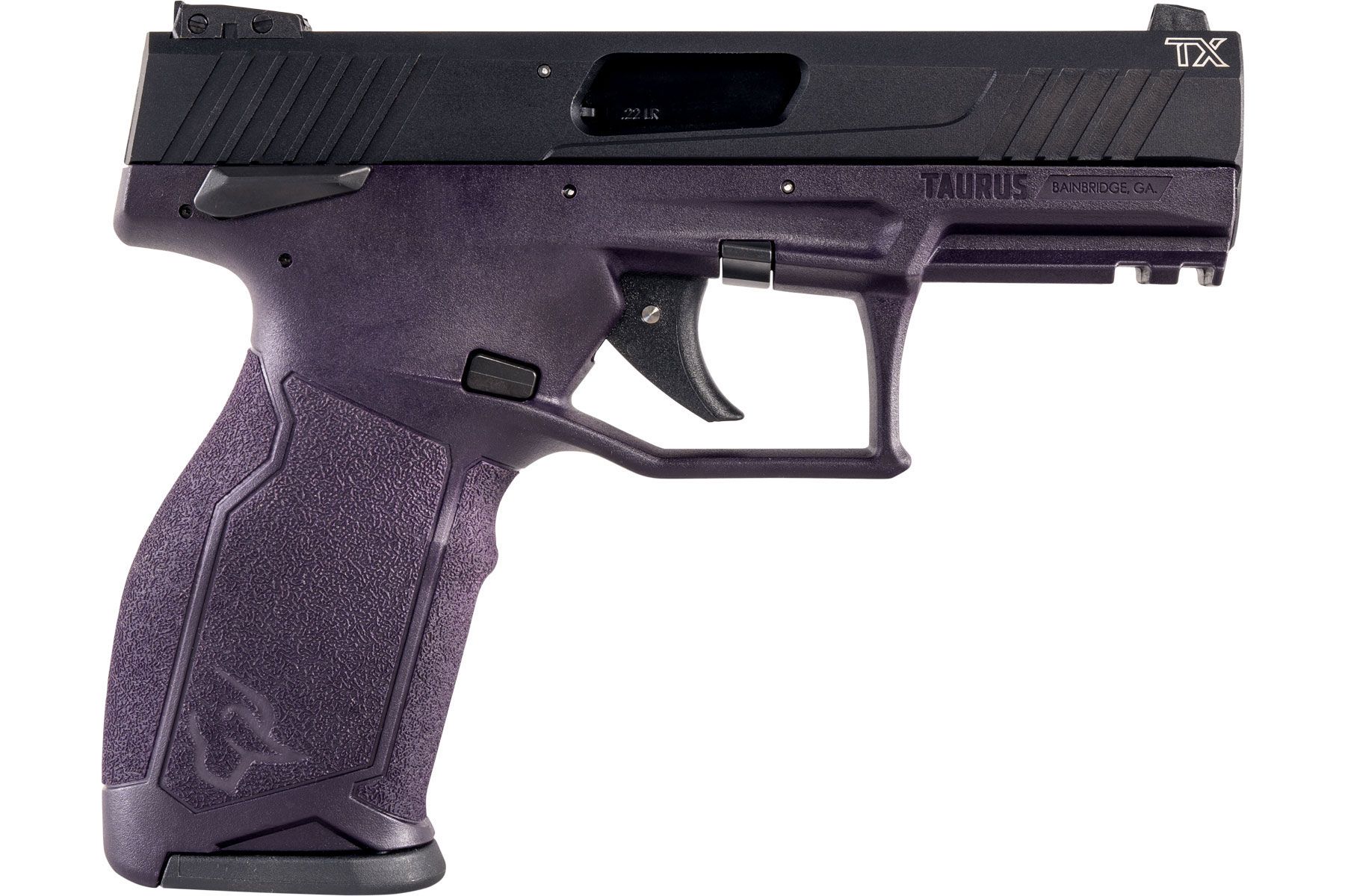 Hard Anodized Black 22 LR Purple Wine Polymer Frame 16-Round With Manual Safety