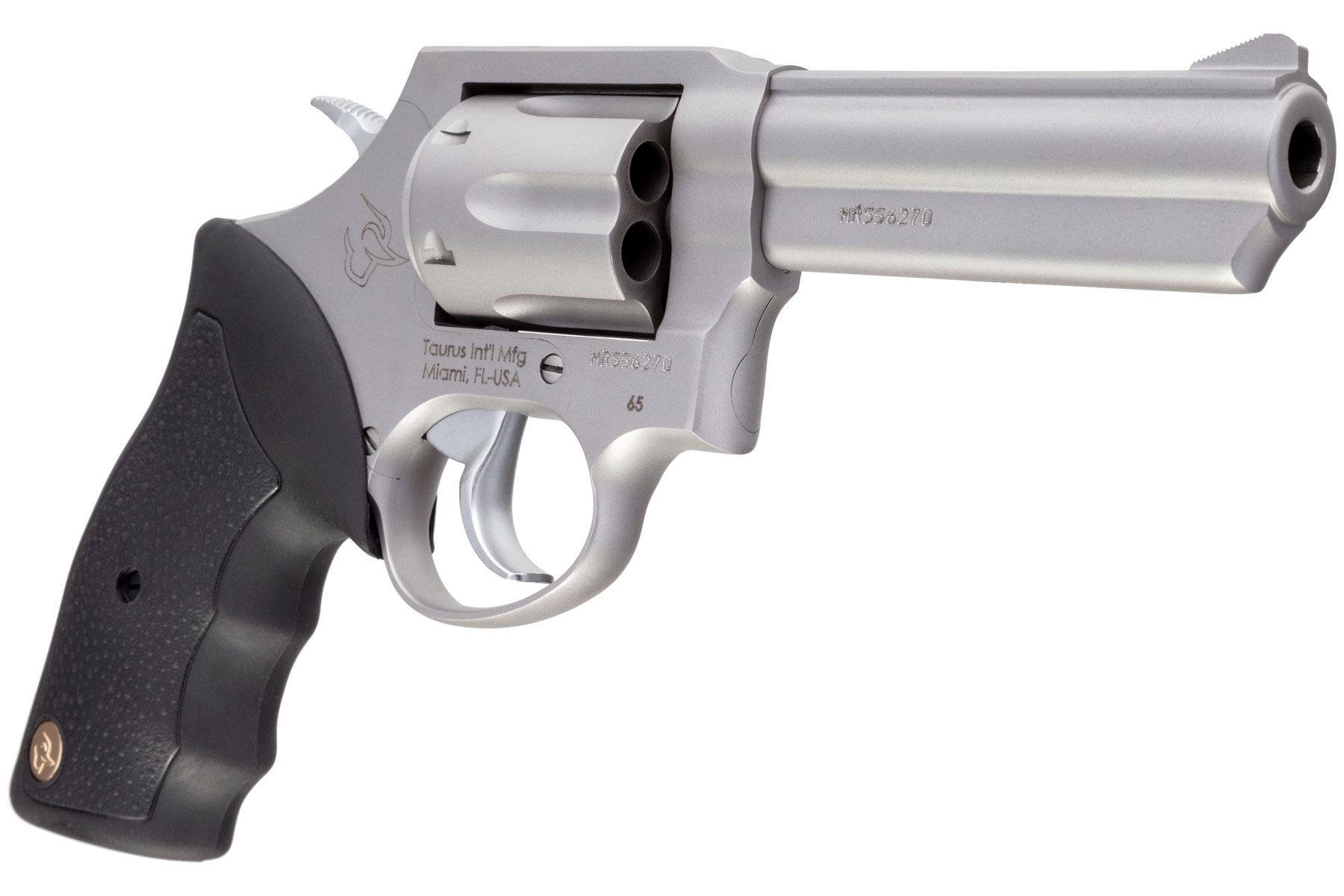 Taurus 65 357 Mag / 38 Spl +P Matte Stainless 4.00 in. Soft Rubber