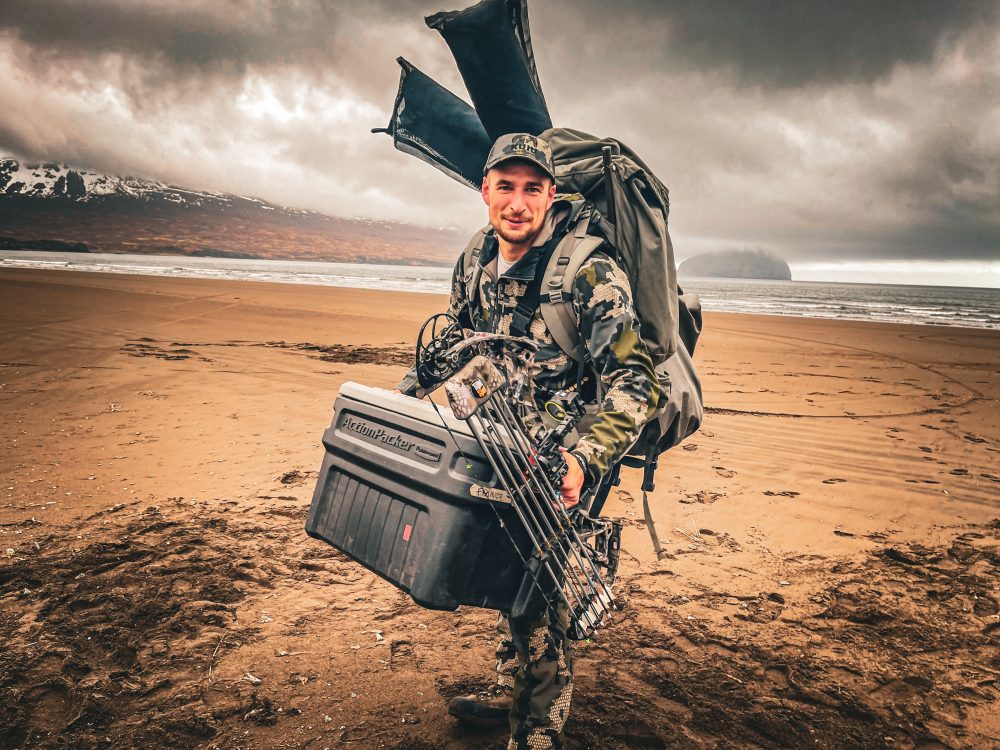 Trevor on the beach with all the gear